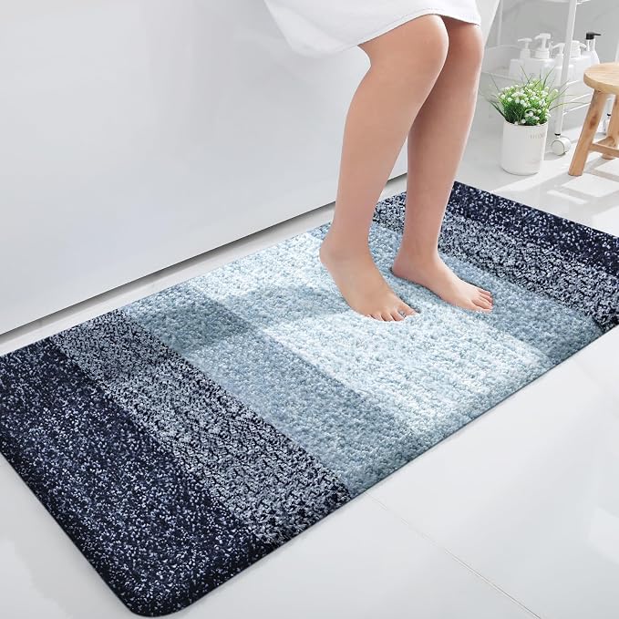 OLANLY Large Bathroom Rugs Mat 50x30, Extra Soft Absorbent Microfiber Bath Rugs, Rubber Backing, Quick Dry, Washable Bath Mats for Bathroom Floor, Tub and Shower, Home Decor Accessories, Airy Blue