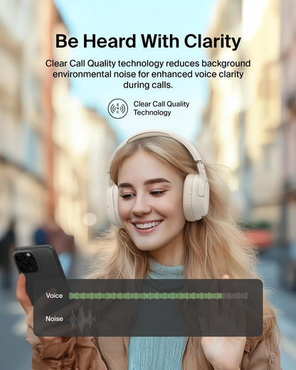 Belkin SoundForm Isolate Bluetooth Over-Ear Headphones - Hybrid Active Noise Cancelling Headphones - Wireless w/ 60H Playtime, Fast Charging & CloudCushion Ear Cups for Travel, Home, or Office - Sand