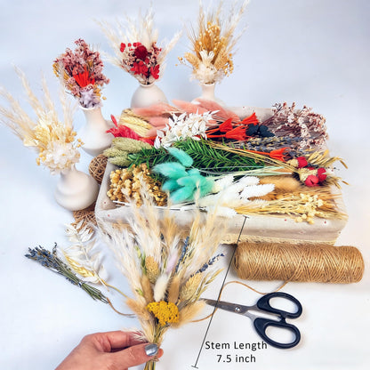DIY Natural Dried Flowers Kit - Mixed Flowers and Foliage with Stems for Mini Bouquet, Wreath, Resin, Soap, Scrapbook, Floral Arrangement, Home Decor
