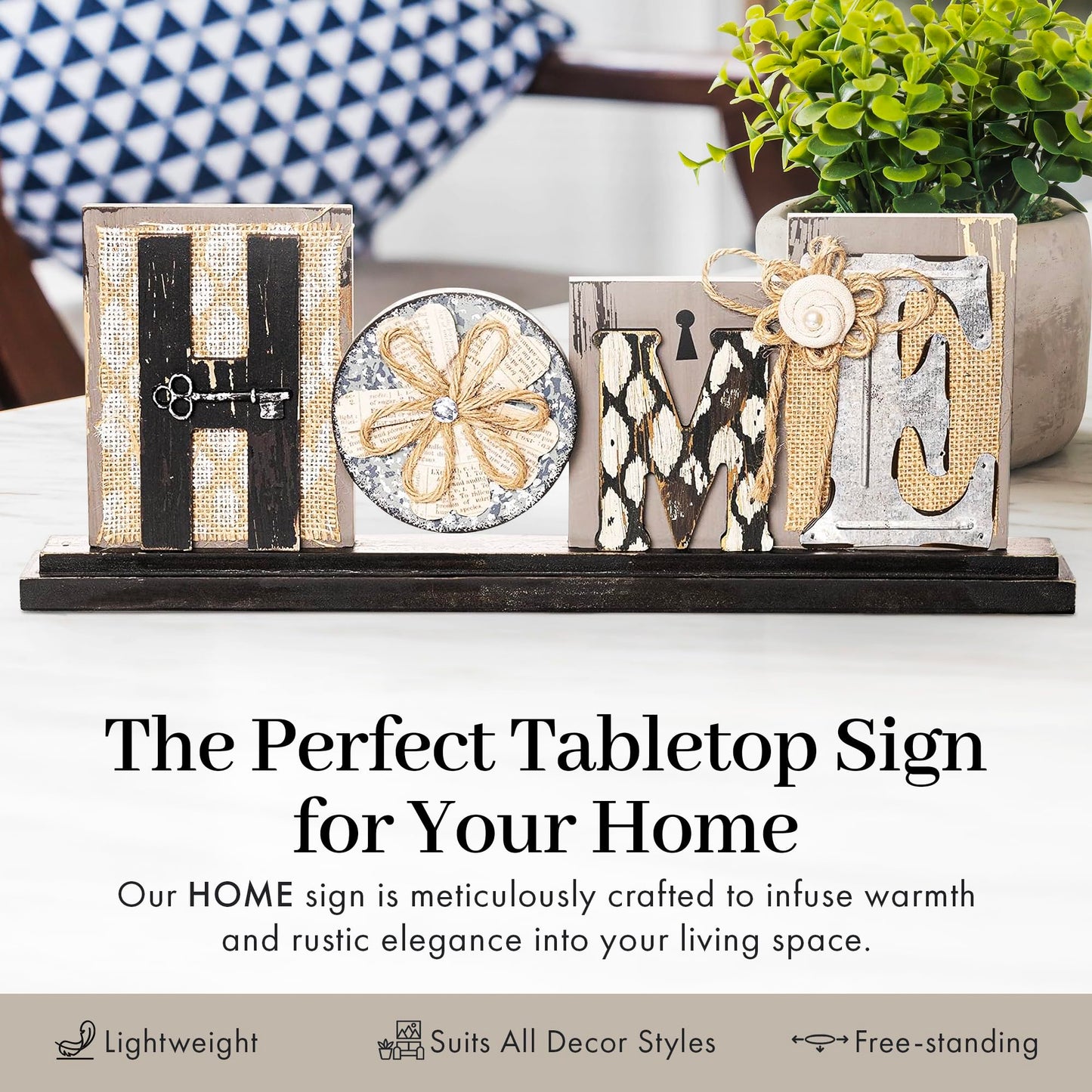 Young's Wood and Multi Media Home Table Top Sign, 17.75", Multicolor