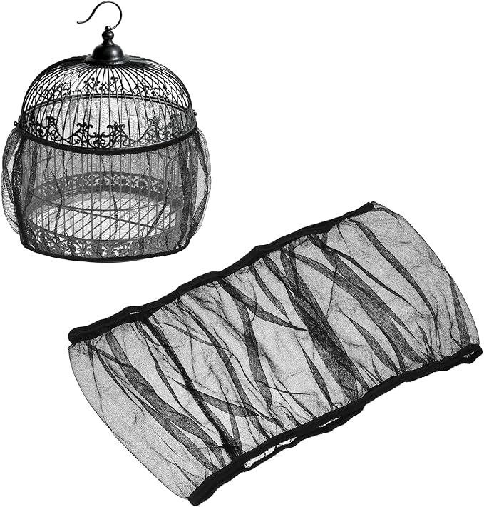 Bird Cage Seed Catcher, Bird Cage Net Cover Seeds Guard, Universal Birdcage Accessories, Black, Circumference 55.1"-70.9", Height 11.8" for Parrot Cockatiel Enclosures