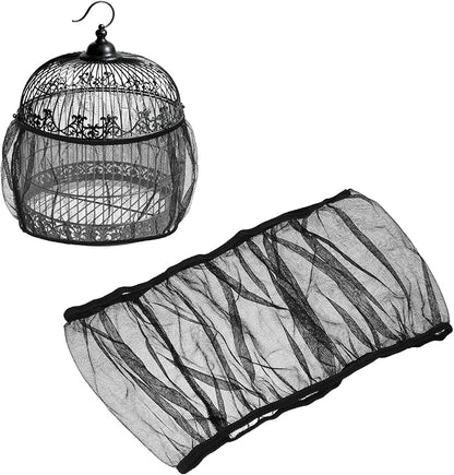 Bird Cage Seed Catcher, Bird Cage Net Cover Seeds Guard, Universal Birdcage Accessories, Black, Circumference 31.5"-43.3", Height 7.9" for Parrot Cockatiel Enclosures