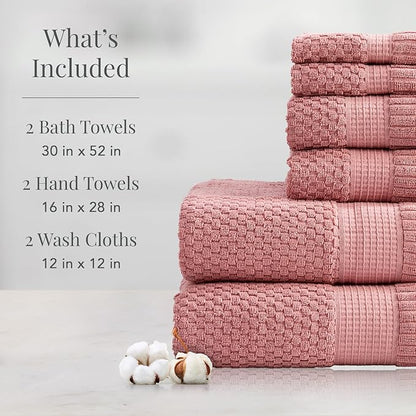 NY Loft 100% Cotton Towel Set 6 Piece | Super Soft & Absorbent Quick-Dry 2 Bath