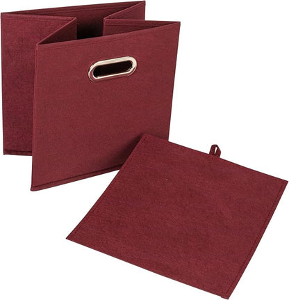 Household Essentials Fabric Storage Bins 6 Piece Set, Burgundy