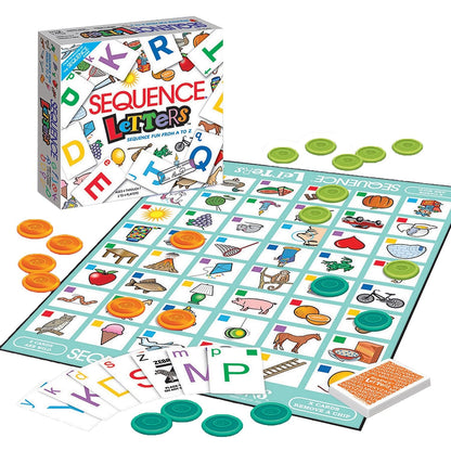 SEQUENCE Letters by Jax - Educational Board Game - Learn Alphabet from A to Z - Strategy Card Game for Kids Ages 4-7 - Preschool Learning - Family Game Night - Early Reading Skills Development