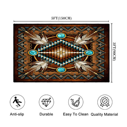 Southwestern Area Rug 3x5 Washable Bedroom Rug,Aztec Tribal Rugs Native American Throw Rugs Vintage Rug Non Slip Entryway Area Carpet Soft Floor Carpets Mat for Living Room,Entrance,Laundry,Office