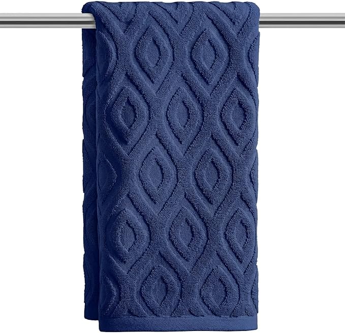 Artoid Mode 1 Pc Navy Blue 3D Diamond Grid Jacquard Hand Towels