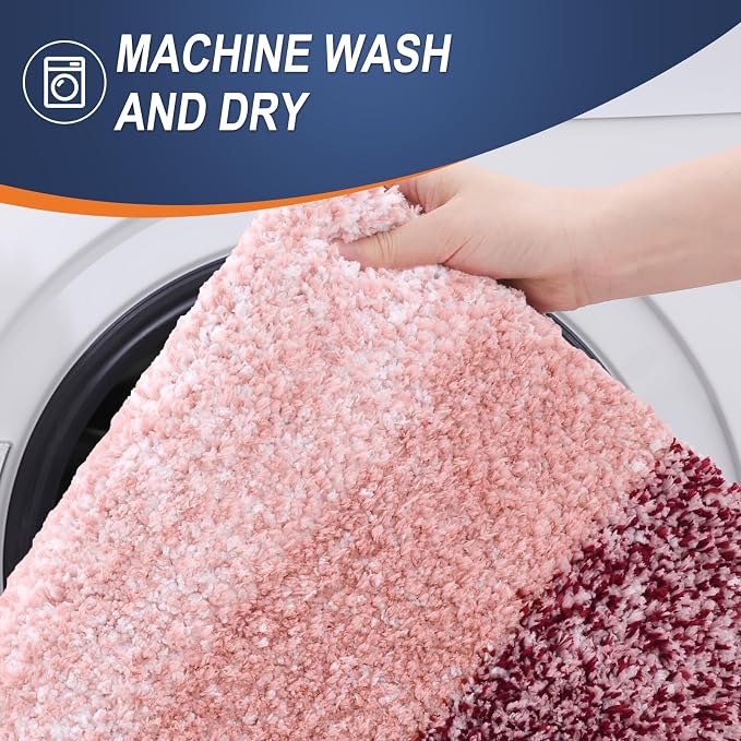 OLANLY Large Bathroom Rugs Mat 40x24, Extra Soft Absorbent Microfiber Bath Rugs, Rubber Backing, Quick Dry, Machine Washable Bath Mats for Bathroom Floor, Tub and Shower, Home Decor Accessories, Red