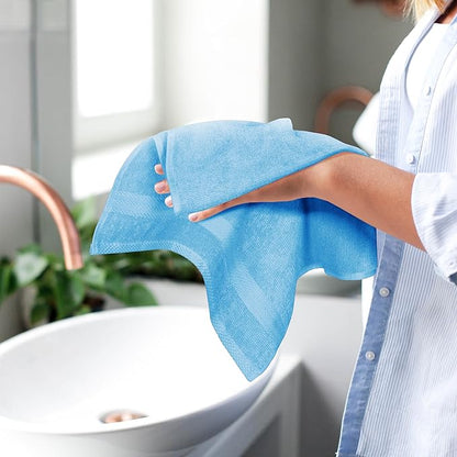 GLAMBURG Ultra Soft 6-Piece Hand Towel Set 16x28-100% Ringspun Cotton