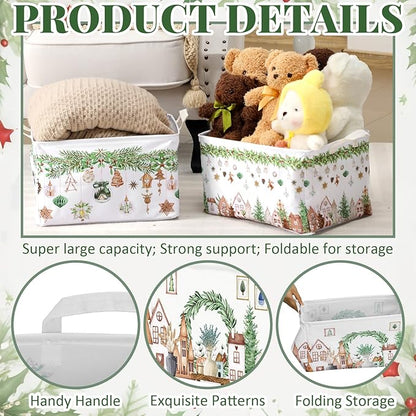 4 Pack Christmas Storage Bin Collapsible Large Christmas Storage Baskets