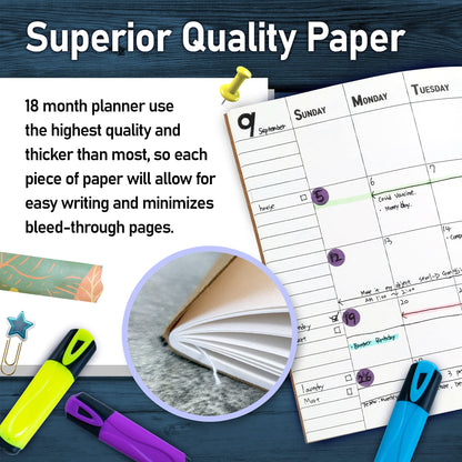 Undated Big Large Monthly Planner - Blank Calendar Book and Organizers 8.5 x 11 Inches - Kraft