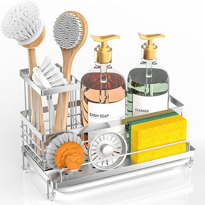 Cisily Stainless Steel Kitchen Sink Caddy Organizer, Sponge Holder
