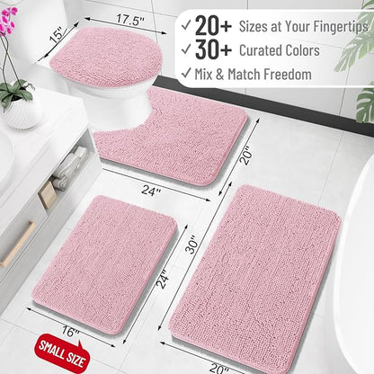 OLANLY Large Bathroom Rugs 59x35, Extra Soft Absorbent Chenille Bath Rugs, Rubber Backing Quick Dry, Machine Washable Bath Mats for Bathroom Floor, Tub and Shower, Home Decor Accessories, Dusty Rose