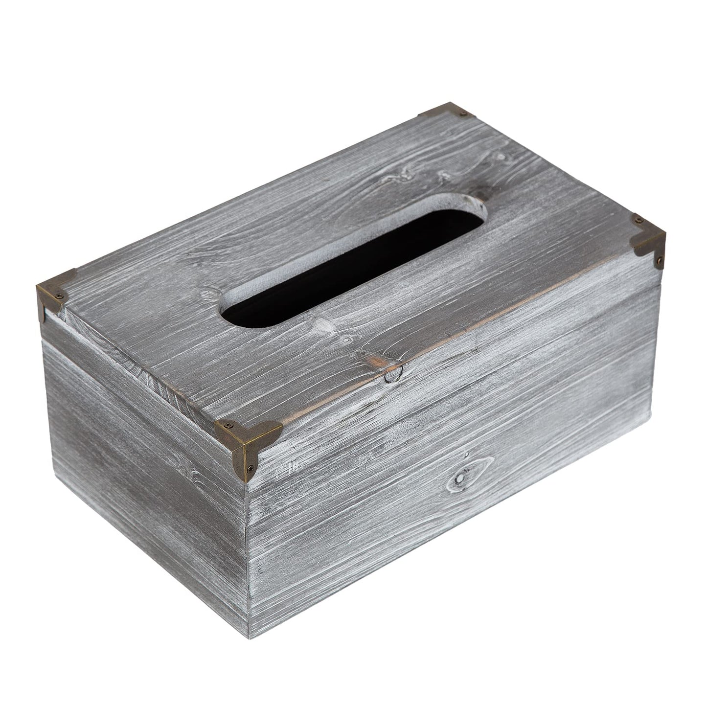Distressed Wooden Rustic Tissue Box Holder Tissue Box Cover Napkin Dispenser for Bathroom Living Room Dining Room Bedroom Toilet (Grey White)