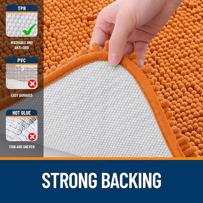 OLANLY Bathroom Runner Rugs 47x17, Extra Soft Absorbent Chenille Bath Rugs, Rubber Backing Quick Dry, Machine Washable Long Bath Mats for Bathroom Floor, Tub and Shower, Home Decor Accessories, Clay