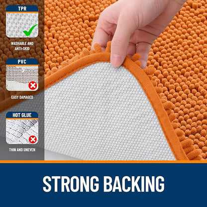 OLANLY Toilet Rugs U-Shaped 20x20, Extra Soft Absorbent Chenille Contour Bathroom Rugs for Toilet, Dry Quickly, Machine Washable, Non-Slip Bath Mat, Clay