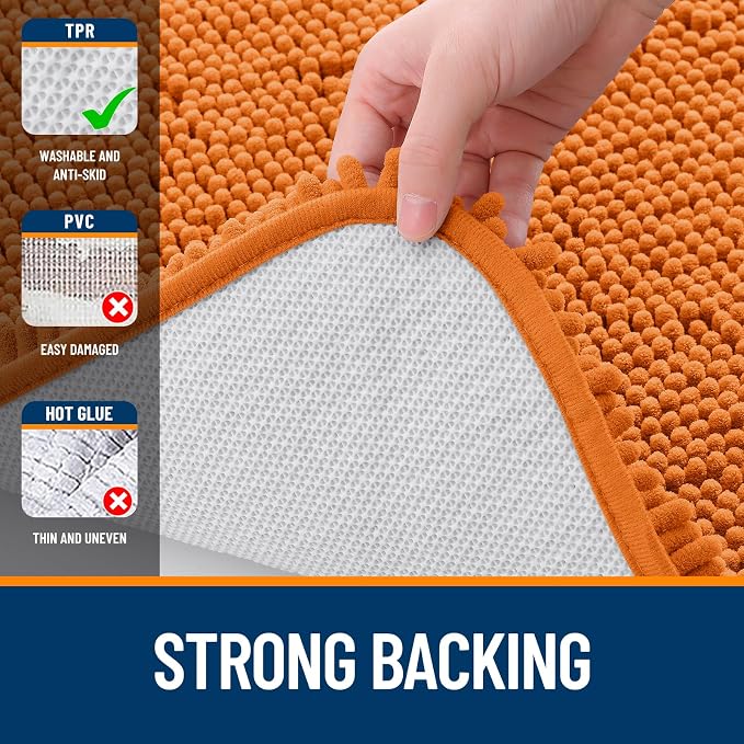 OLANLY Bathroom Runner Rugs 44x24, Extra Soft Absorbent Chenille Bath Rugs, Rubber Backing Quick Dry, Machine Washable Long Bath Mats for Bathroom Floor, Tub and Shower, Home Decor Accessories, Clay
