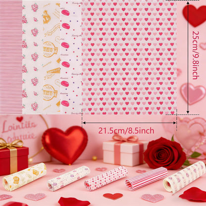 5 Boxes 250 Sheets Wax Paper Sheets Heart & Rose & Line Pattern Greaseproof Basket Liners Sandwich Burger Chips Cookies Food Grade Deli Wrap Paper Baking Parchment 8.5 x 9.8 in