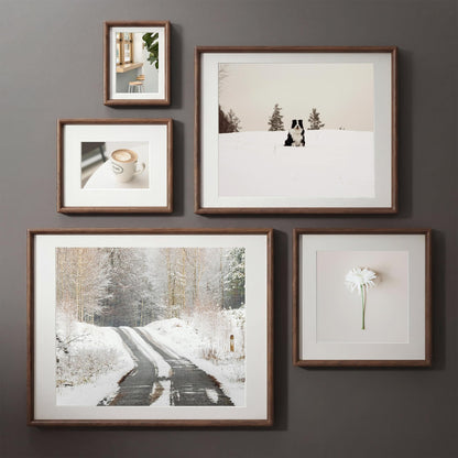 9x12 Picture Frame, USA-Sourced Natural Walnut Wood Photo Frame with Tempered Glass, Handcrafted Rounded Corner 9 x 12 Wooden Frame Matted to 6x8 Photos, Wall or Tabletop Display