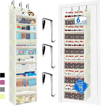 over the door organizer, Solid Bamboo Board 6-Tier Heavy Duty 75LB, 12 Side