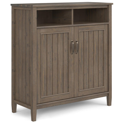 SIMPLIHOME Lev SOLID WOOD 39 Inch Wide Contemporary Medium Storage Cabinet in Smoky Brown, For the Living Room, Entryway and Family Room