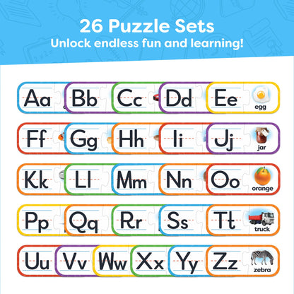 Alphabet Puzzle Games for Kindergarten - 26 Pairs Self-Correcting ABC Puzzle Alphabet Matching Game - ABC Learning for Toddlers Letters Matching Game - Preschool Educational Learning Toys Activities