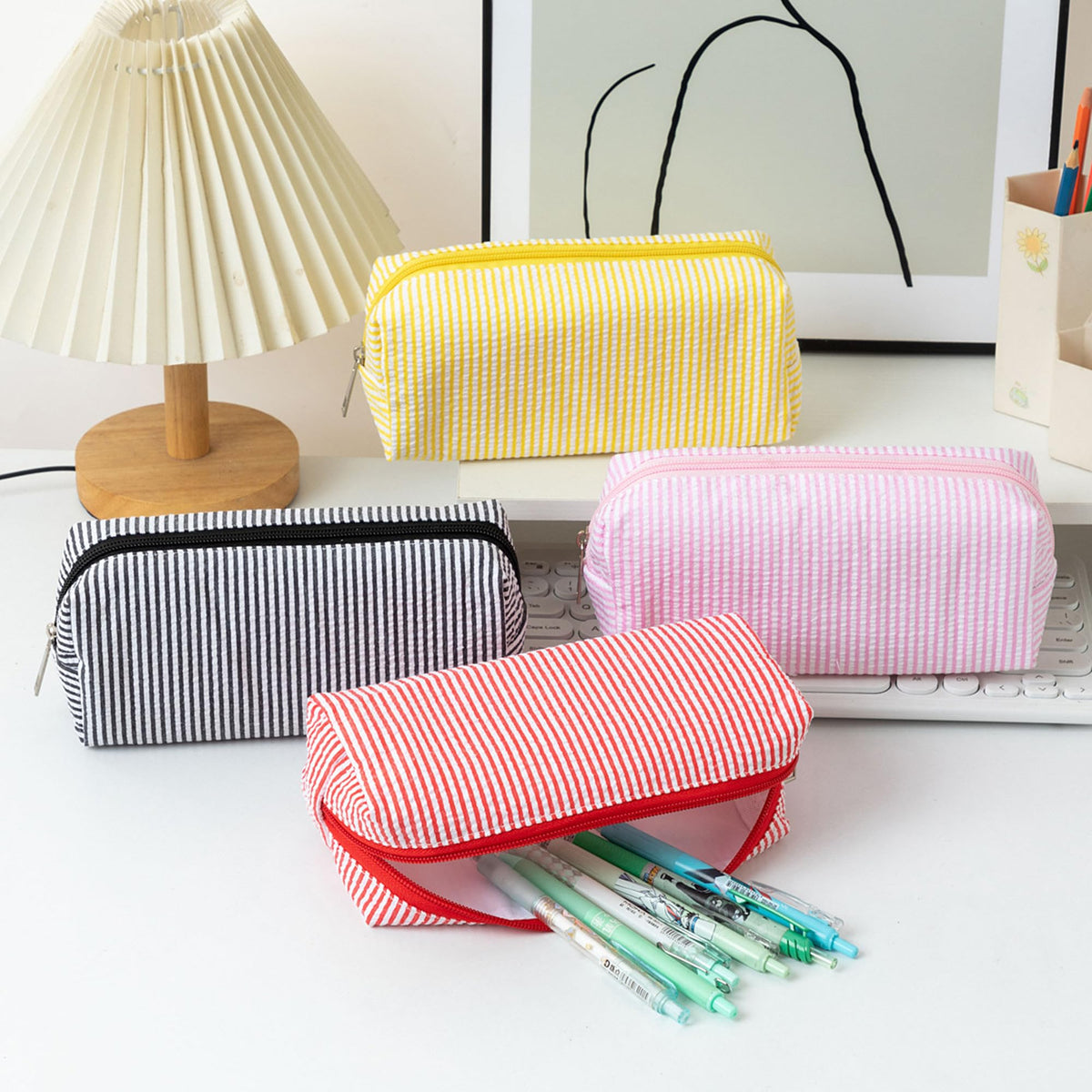 OZAOZ Cute Pencil Case Capacity Pencil Pouch Aesthetic Pen Bag Office Stationery Organizer Simple Sturdy Multifunctional Cosmetic Pouch (orange)