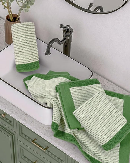 Cleanbear Green Hand Towels for Bathroom, 4 Pack Cotton Towels