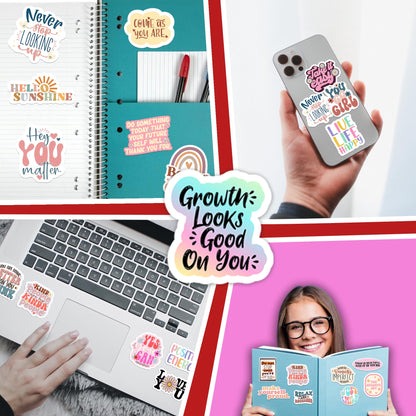300PCS Motivational & Affirmation Stickers by Puraesla – for Vision Board, Positive Inspirational Decals for Water Bottles, Laptops, Planners, Journals, Scrapbooks & Teachers