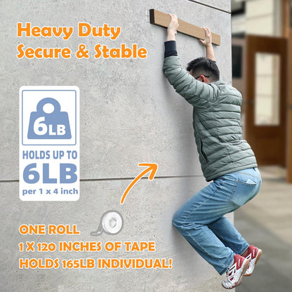 PPB 2 Rolls Double Sided Tape Heavy Duty - Removable Mounting Tape for Poster Carpet Picture Hanging Strip Rug Wall Outdoor - Clear & Strong Nano Tape Adhesive Multipurpose