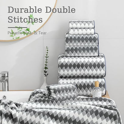8 Piece Bathroom Towel Set Dark Grey|2 Oversized Large Bath Towels Sheet