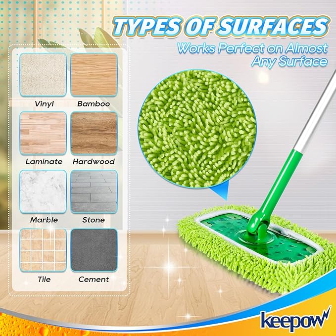 KEEPOW Reusable Dry Sweeping/Wet Mopping Cloths Compatible