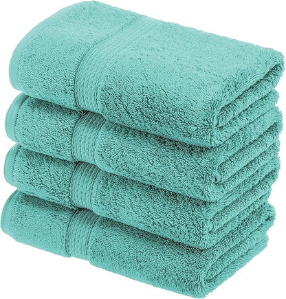 SUPERIOR Egyptian Cotton Pile Hand Towel Set of 4, Ultra Soft Luxury Towels