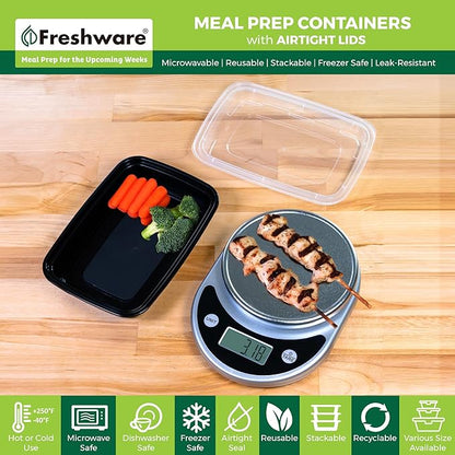 Freshware Meal Prep Containers 15 Count Compartment Food Storage Containers