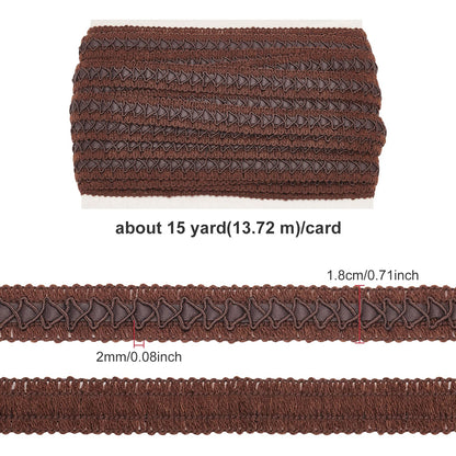 BENECREAT 15 Yard Faux Leather Braid Trims with Curve Lace, Coconut Brown Centipede Lace Ribbon for Home Decor DIY Sewing Craft, 3/4 Inch(18mm) Wide