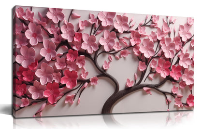 CPKATMT Flower Canvas Wall Art for Living Room Tree Pictures Wall Decor for Bedroom Pink Wall Art for Office Women Size 20 x 40 Inch