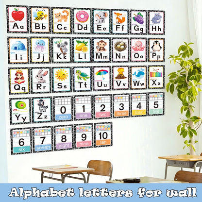 Alphabet Letters for Wall - ABC Alphabet Poster Classroom Wall Alphabet Alphabet Wall Chart Kindergarten Elementary Classroom Wall Decor Daycare Homeschool Supplies