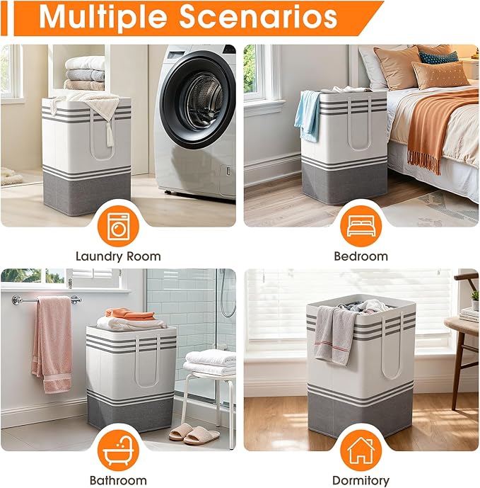 3 Pack Large Laundry Baskets, Laundry Hampers, Freestanding Waterproof