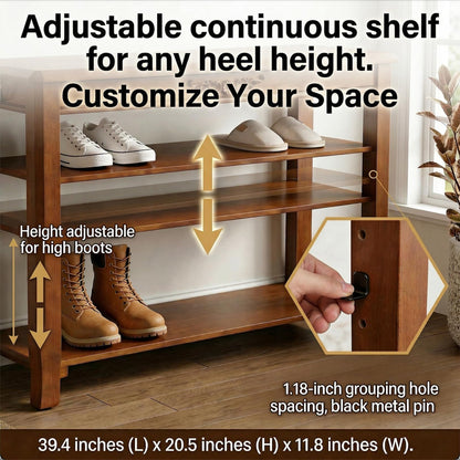 Drogenble Shoe Rack Bench with Lift-Top Storage,3-Tier Shoe Storage Bench with Wooden Seat,550lbs Heavy Duty Entryway Bench for Hallway,Foyer,Front Door,Closet,Shoe Organizer Bench,39.4"