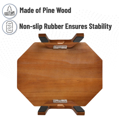 BAMBOO LAND- Couch Arm Tray, Wooden Folding Couch Armrest Table, Octagonal Clip-On Sofa Arm Tray with 360° Rotating Phone Holder