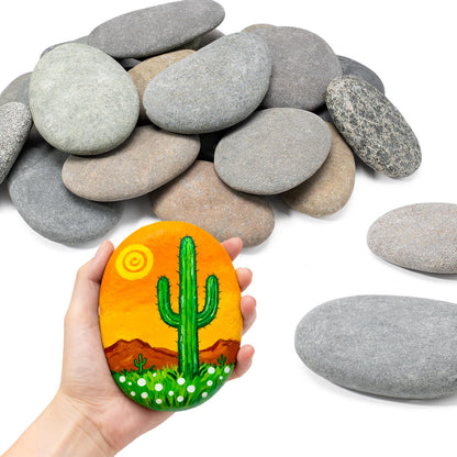 Simetufy 25 Pcs Large Rocks for Painting, 4-5 Inch River Rocks Painting Stones Smooth Flat Rocks for Painting, Natural Rocks to Paint for Arts DIY Crafts Kids Painting