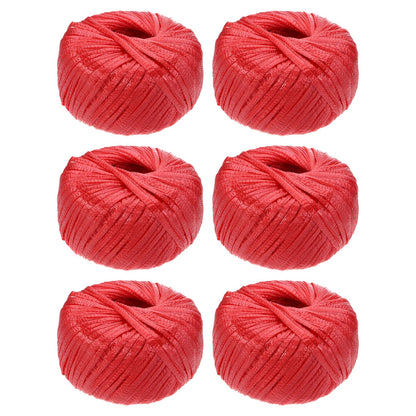 MECCANIXITY 6 Rolls Polyester Nylon Plastic Rope Twine, 80m/262ft Nylon Cord Household Bundled Polypropylene Twine Yarn for Household Gardening Tying Binding Garden Crafts, Red
