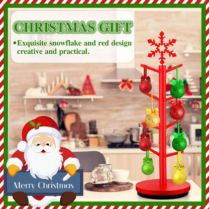 DoubleFill Christmas Tree Coffee Mug Holder 8 Hooks Snowflake Mug Holder for Countertop Snowflake Cup Rack Wood Christmas Tree Display for Kitchen Coffee Accessories