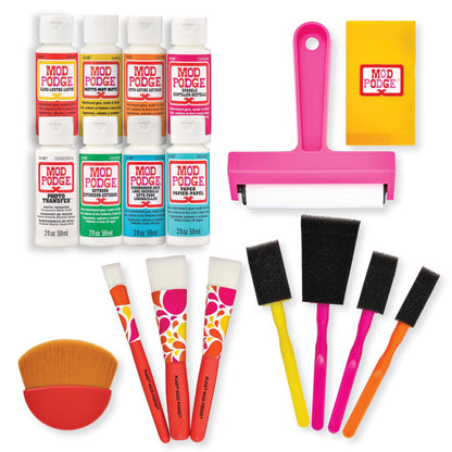 Mod Podge, Essential Decoupage Kit, Featuring 8 Formulas and 10 Tools, Perfect for DIY Arts and Crafts Projects