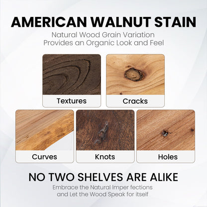 Fun Memories Floating Shelves for Wall, 24"x9.3" Solid Wood Floating Live Edge Shelf, Heavy-Duty Wall Shelf with Invisible Brackets, Set of 2 for Living Room, Bedroom, and Kitchen, Natural Finish