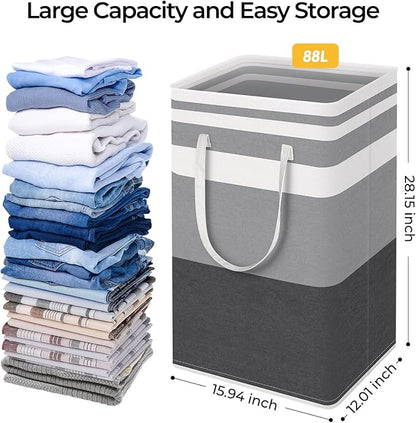 HomeHacks 4-Pack Large Laundry Basket, Waterproof, Freestanding Laundry Hamper