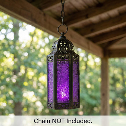Vela Lanterns Decorative Indoor Moroccan Gothic Candle Holder, Purple, M