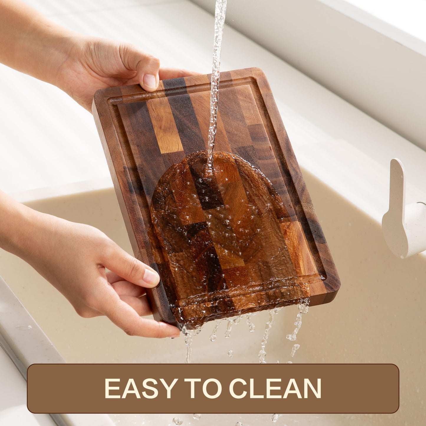 FYCTIO Walnut Wood Cutting Board, Small End Grain Cutting Boards for Kitchen, Compact Size, Lightweight & Durable for Cheese and Small Prep, 9"x6"x0.8"