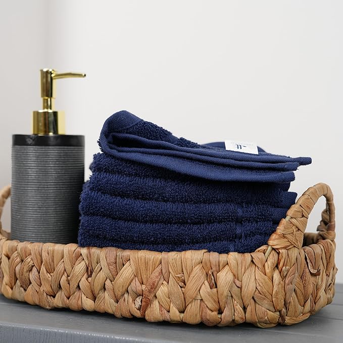 Tens Towels Pack of 24 Washcloths, 12 x 12 Inches, Lighter Weight, Quick to Dry