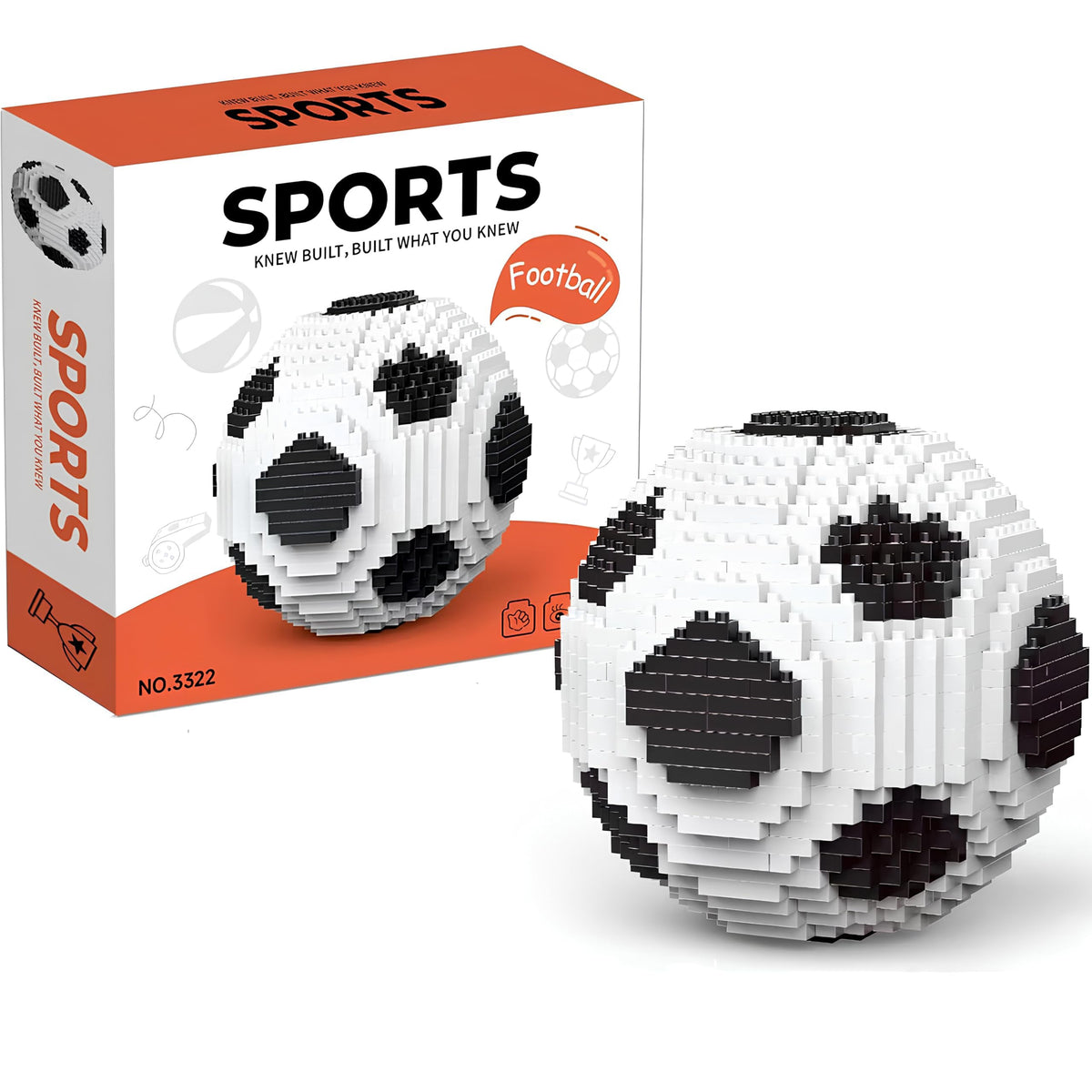 lovlaugh Soccer Building Blocks 850pcs - STEM Educational Toy for Kids Ages 8+, White & Black Football Bricks for Creative Play